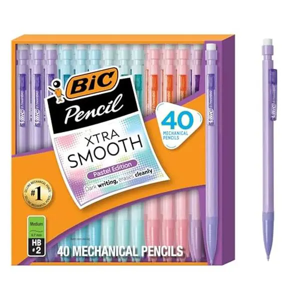 BIC Xtra-Smooth Mechanical Pencils, 0.7 mm Medium Point, 40-Count | No. 2 Lead Resists Smudging and Erases Cleanly, Smooth Reliable Writing, Pastel Barrels, Bulk Pack for Students and Teachers
