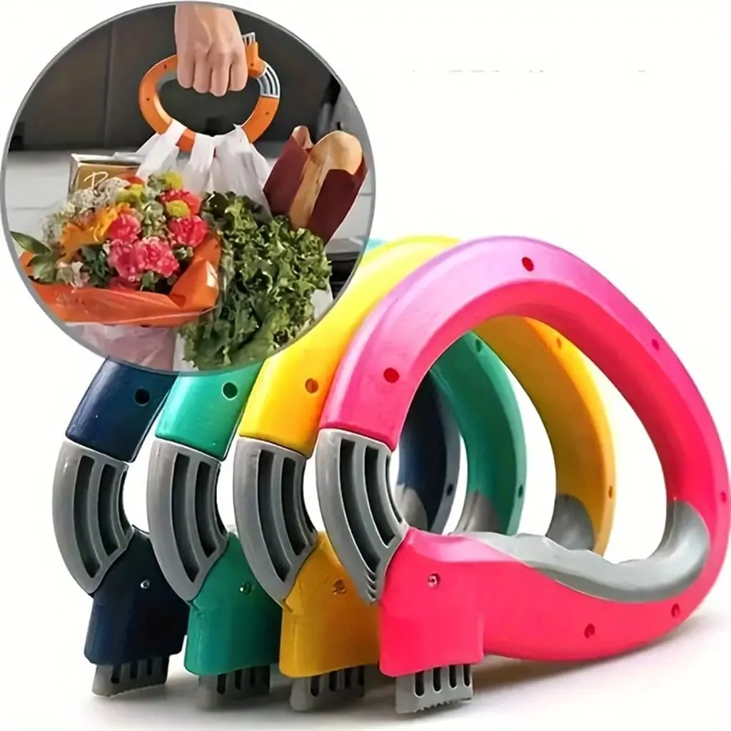 Ergonomic Bag Holder, Reinforced Plastic Grocery Bag Handle with Comfortable Anti-Slip Grip, Lightweight Portable Carrier for Shopping, Grocery Bag Holder