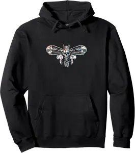 Deaths Head Moth Gothic Skull Halloween Bone | Nature Insect Pullover Hoodie - Bernadetab Shop 96B0DHCHG2RP