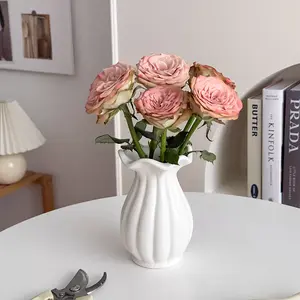 Elegant White Ceramic Vase - Elegant and Classy Design, Suitable for Flowers and Soy Sauce, Nordic Minimalist Home Decor, Suitable for Decorating Tv Cabinets and Home Entrances, Home Decor Vases.