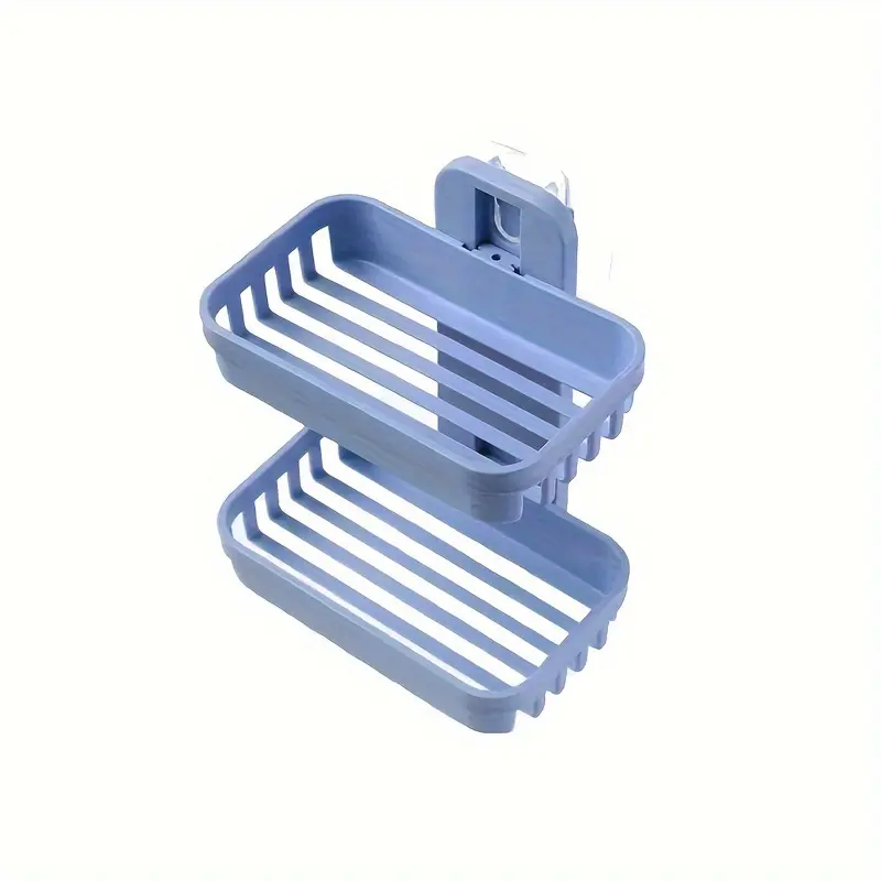 1pc Double layer soap rack with drainage sponge rack - wall mounted bathroom storage rack Soap Tray Soap Dish Soap Dish Holder Bathroom Accessories