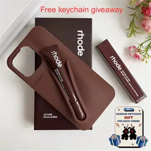 Espresso Brown Rhode Lip Tint Holder Phone Case + FREE Random Keychain Gift Aesthetic Viral Accessory