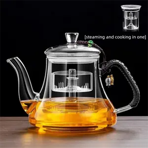 High Borosilicate Glass Teapot Thickened Heat-Resistant Large Capacity Single Pot Electric Ceramic Stove Flower Teapot Tea Set with Steaming and Cooking Function home accessory Teapot with Infuser loose leaf tea maker