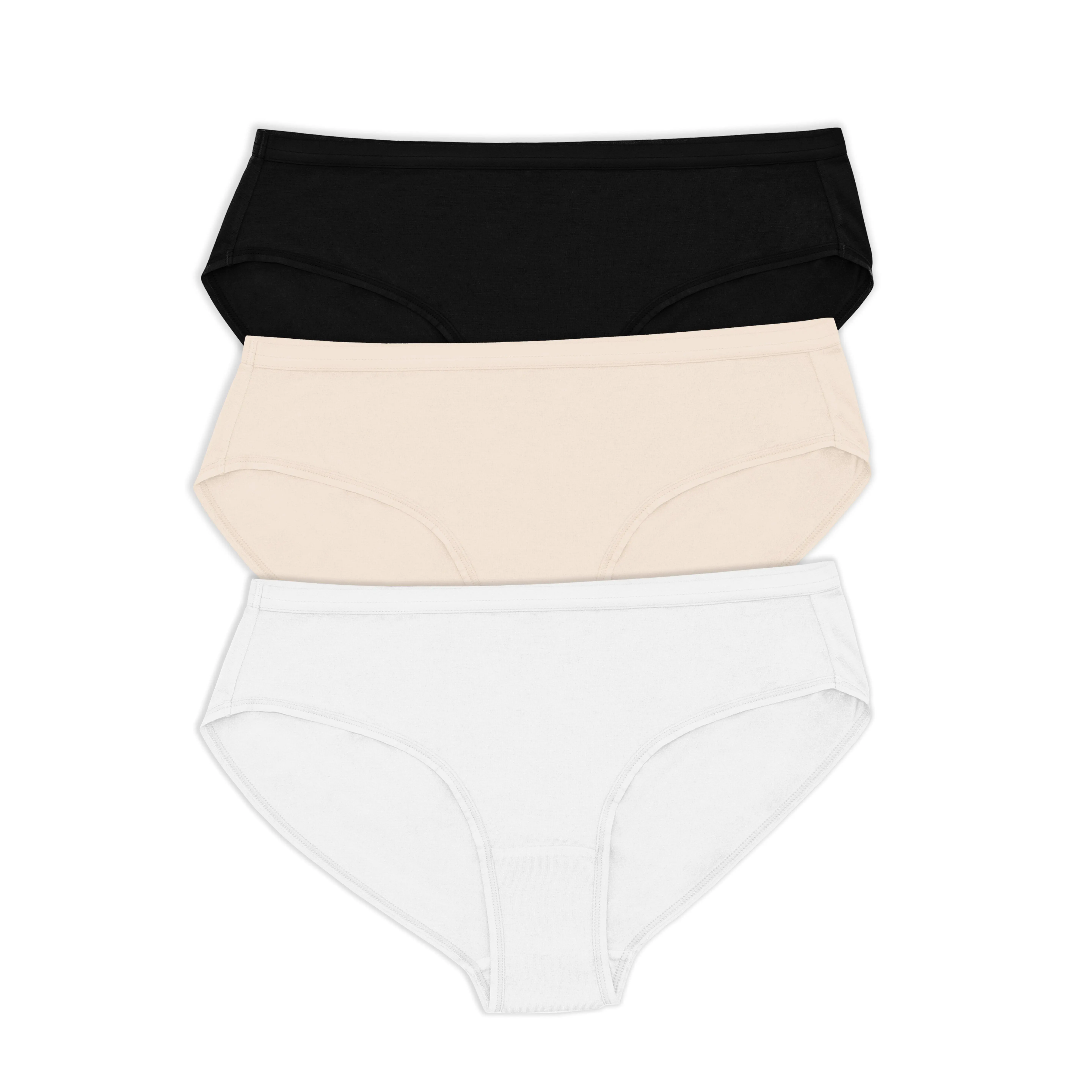 PARFAIT Cozy Hipster PP504 Cotton Like fabric Full Coverage  (3 Pack) - Bare/Black/White