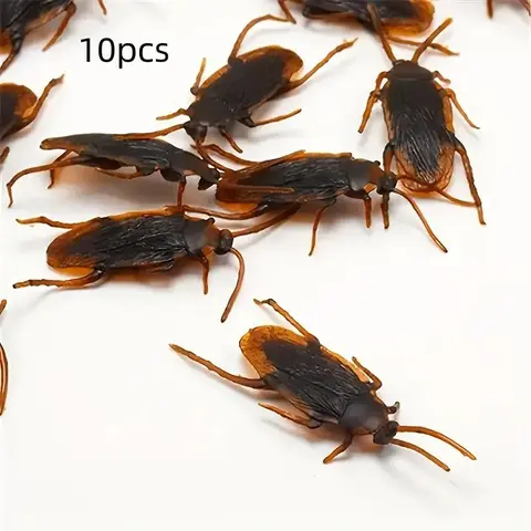 10 Pack Realistic Artificial Imitation Cockroaches, April Fools' Day Halloween Horror Props, Multifunctional Indoor Outdoor Prank Box, Suitable for All Room Types, Prank Gag Gift, Creative Prank Gift