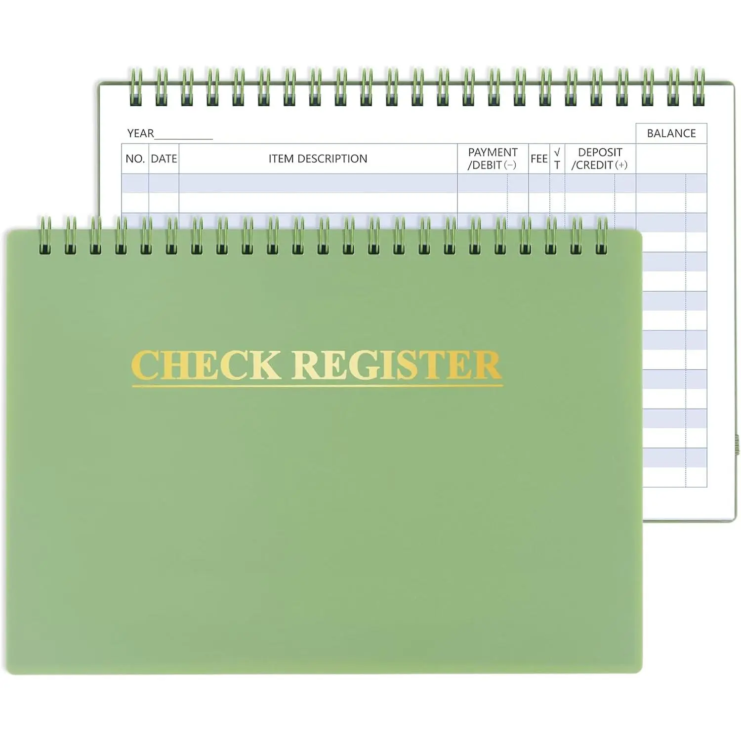 Checkbook Register, Check Registers for Personal Checkbook, Financial , Checking Book Register for Debit Card & Personal  Checks Order Online - Wide Edition, 8.4" x 6.1" (Green)