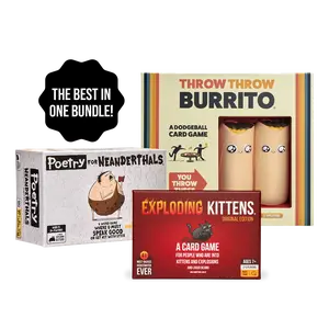 Greatest Hits Bundle - Exploding Kittens, Throw Throw Burrito, Poetry for Neanderthals - Perfect Gift for Game Nights and Parties