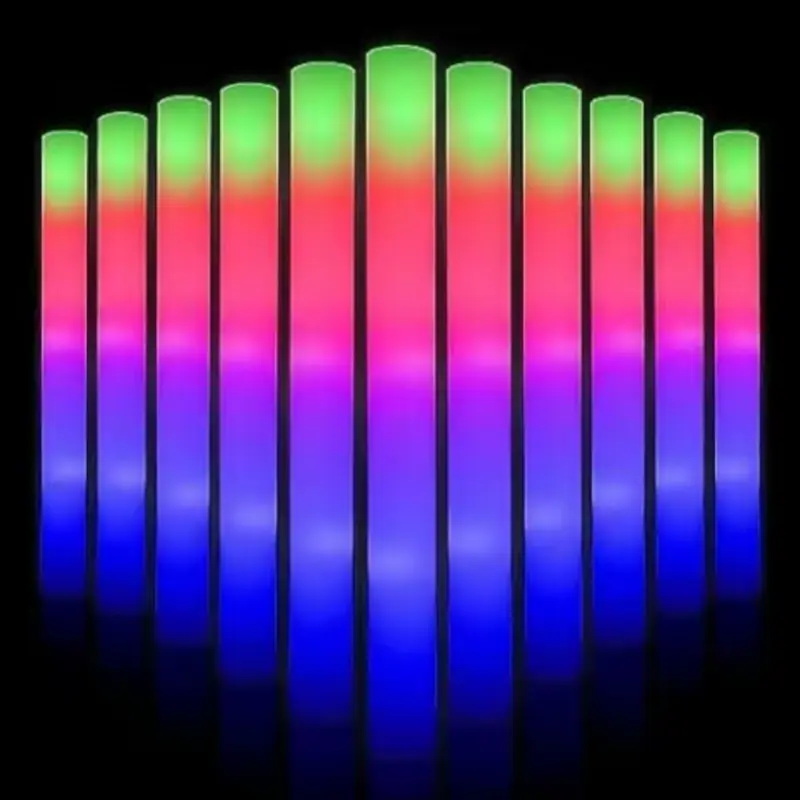 100 PCS LED Foam Glow Sticks, Glow Sticks Bulk Party Pack With 3 Modes Colorful Flashing, Glow In The Dark Party Supplies, Light Up Foam Sticks For Wedding, July 4th, Birthday, Raves, Concert Goodie Bag Stuffers Gifts
