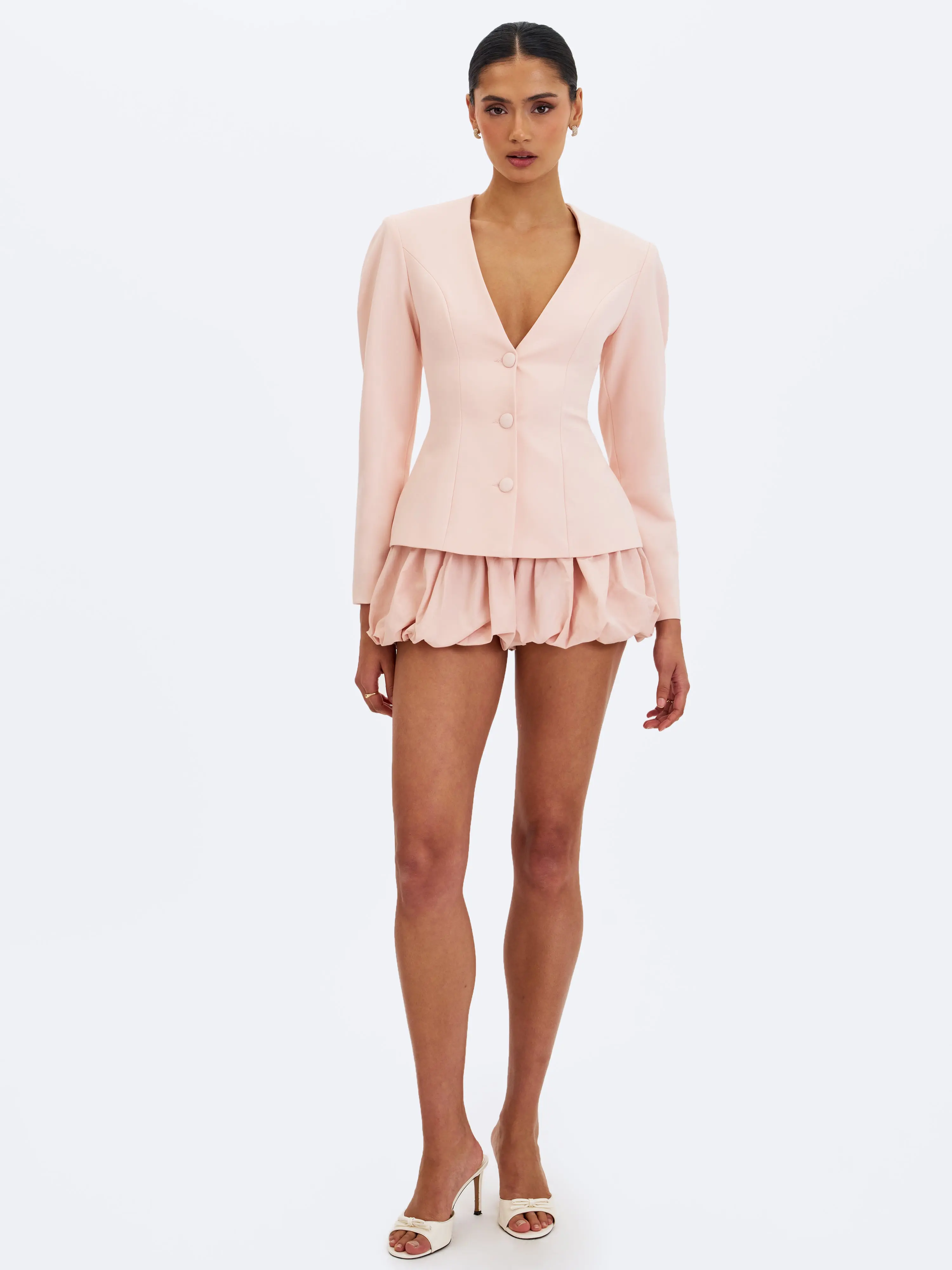 Savina Tulip Pink Taffeta Bubble Shorts