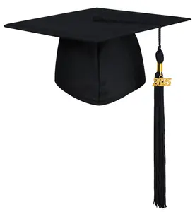 GRADUATIONMALL Matte Graduation Cap with 2025 Tassel for High School & Bachelor - 100% Matte Polyester, Adjustable Size 19"-23", Ceremony Cap