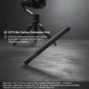 FeiyuTech 10.8" (275mm) Carbon Fiber Gimbal Extension Pole – 1/4 Mount,  Lightweight, Durable with 1/4"-20 Screw, Compatible with Camera Gimbals, Tripods & Monopods for SCORP-C2/SCORP 3/SCORP Mini 3 Pro