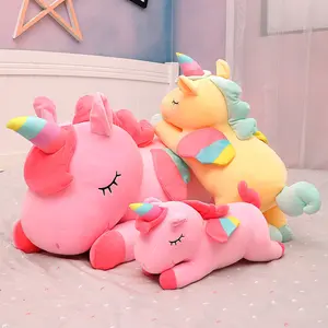 U-N-I FOREVER Soft Plush Unicorn Pillow with Rainbow Mane, White Pink Yellow, Stuffed Animal, Decorative Wall Poster, Ultra-Soft Plush Material, Ideal for Bedroom & Travel Comfort
