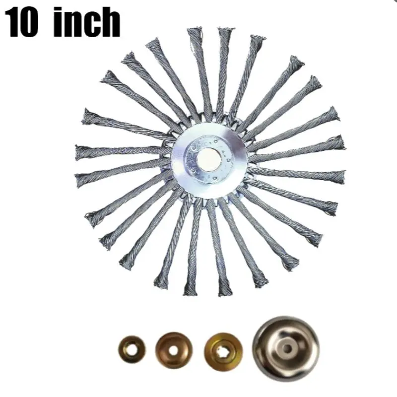 10 Inch Steel Wire Brush for Gasoline Brush Cutter, Grass Trimmer Head, Weeding and Rust Removal Tool for Lawn, Ideal for Garden Corners and Moss