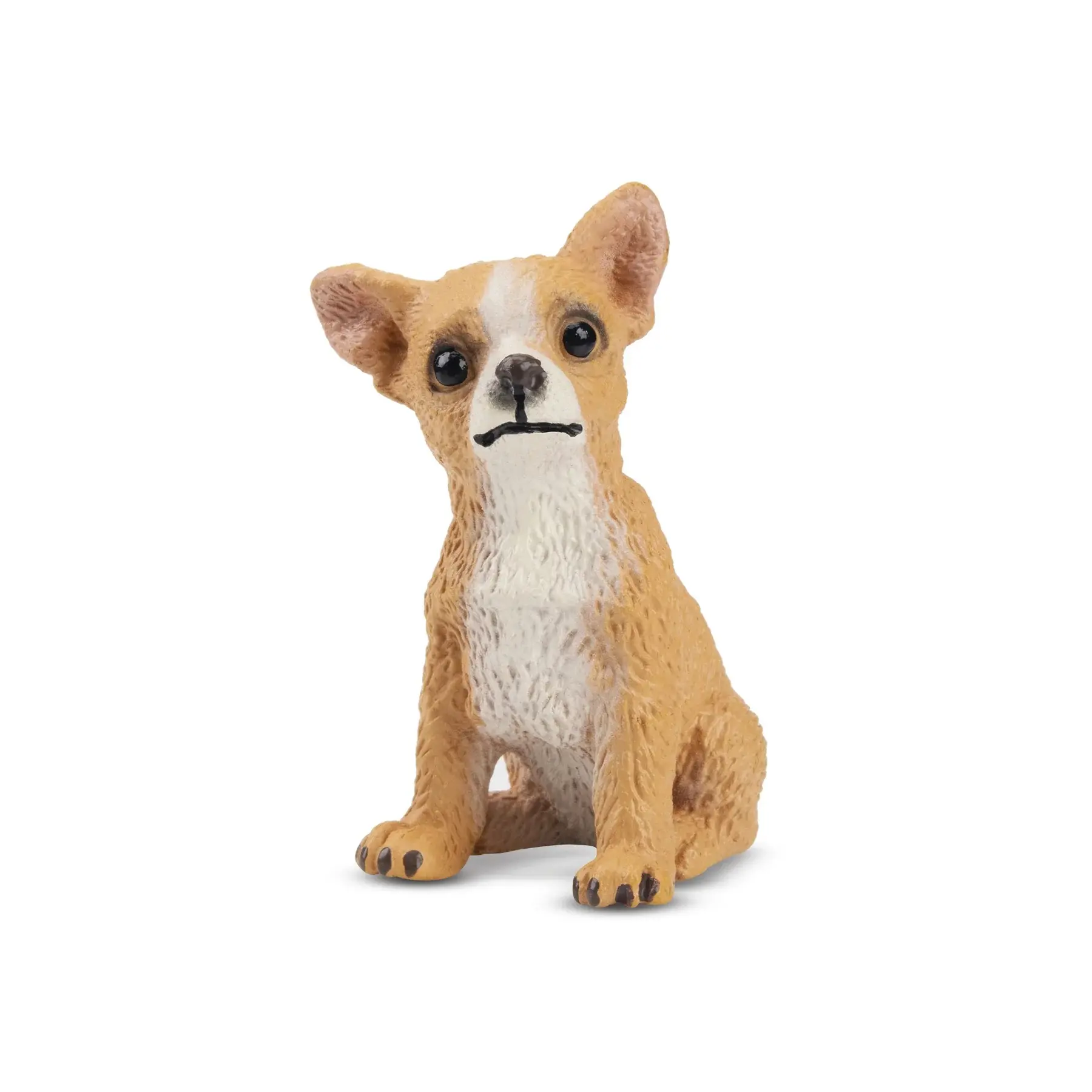 Toymany Hand-Painted Sitting Fawn Chihuahua Puppy Figurine - Realistic Unisex Animal Toy, Ideal for Early Education, Montessori Sensory Play, Desk & Home Decor, Thoughtful Collectible Figurines Gift