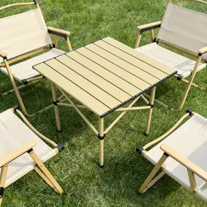Adjustable-Height Folding Picnic Table - Portable Roll-Up Utility Rack for Outdoor Camping, Picnics, Travel (Home Supplies Organizer)