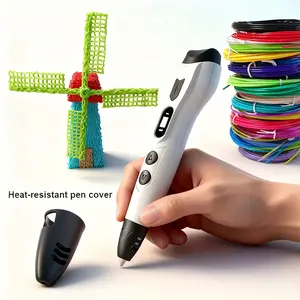 3D Printing Pen, Stereoscopic Drawing Pen, Pla Material 12 Colors * 2m, 8 Pattern Templates, Heat-Resistant Cap, USB Cable, Gift for Holidays