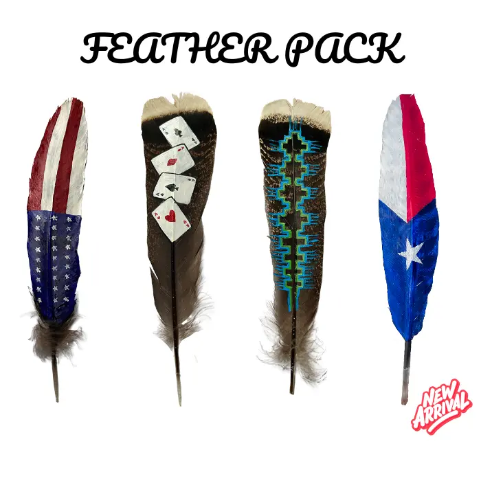 12 Inch Custom Hand Painted Side Feathers - American Flag | Four Ace | Texas Flag - Cowboy Hat Stetson Lowrider Fedora Pachuco Party Supplies