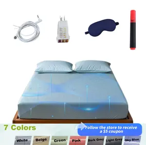 Premium Silver Soft Cotton Grounding Bed Sheets Conductive Earthing Fitted Sheet with Grounding Cord, Anti-Inflammatory, EMF Protection