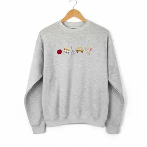 Apple Teacher Embroidered T-Shirt/Sweatshirt/Hoodie | Back to School Classroom Design | Cozy Gift for Educators | Cute & Classic Teacher Look Casual Fabric