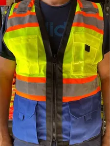 Surveyor BLUE/ Yellow Two Tones Safety Vest, ANSI/ ISEA Photo ID Pocket 802