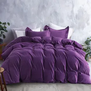 Velvet Duvet Cover Set, Luxuriously Soft, Zippered Flannel Comforter Cover, Purple