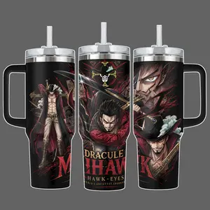 Dracule Mihawk Stainless Steel Insulated Tumbler Cup, 20oz40oz with Straw Lid Included, Full Wrap Hawk Eyes Swordsman OPiece Design