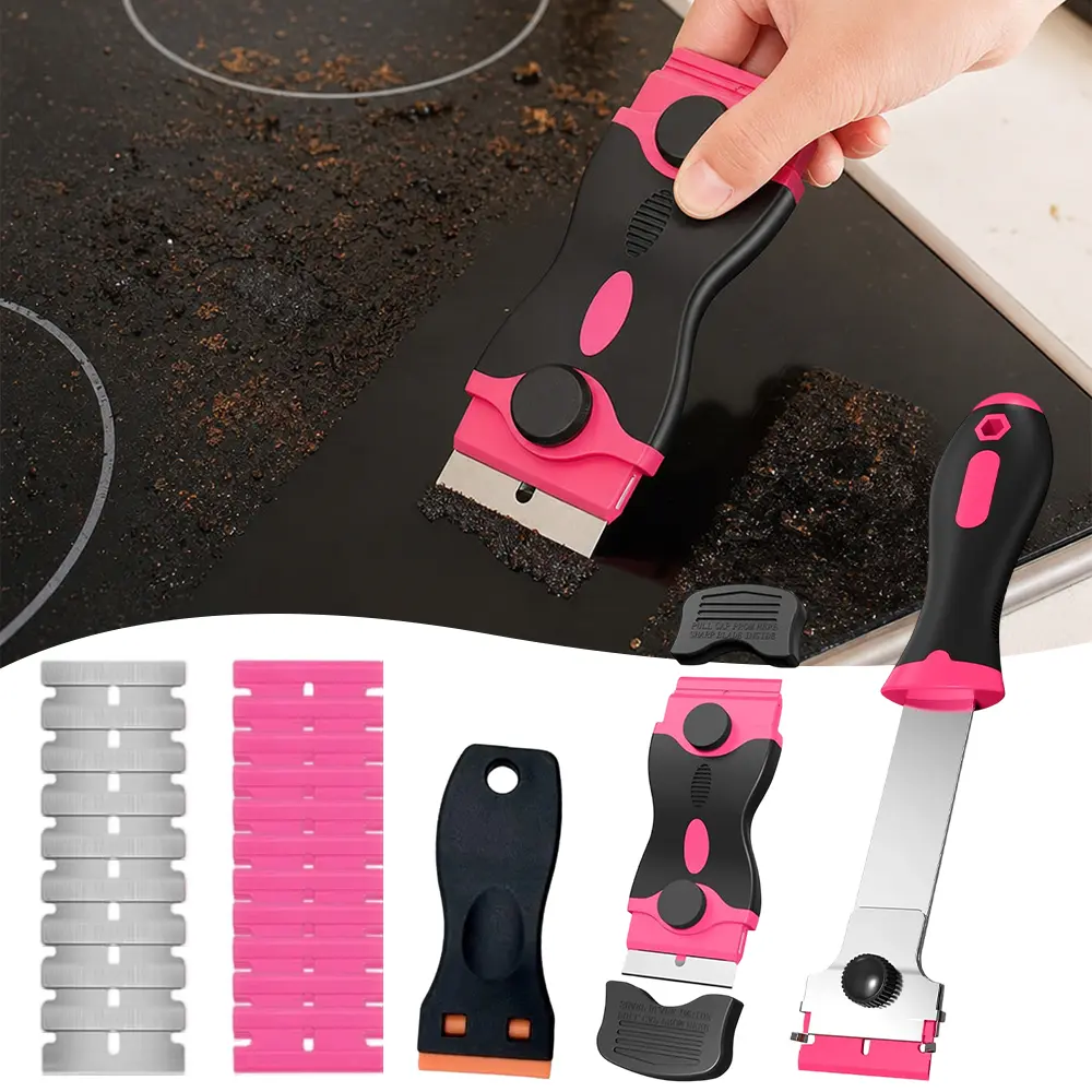 1 Set Multi-Functional Caulk Scraper and Remover Tool,Including Heavy Duty Window Glass Glue Scraper with Replacement Blades,Effortless Cleaning Razor Scraper,Halloween Christmas Gifts,Hand Tools Kits