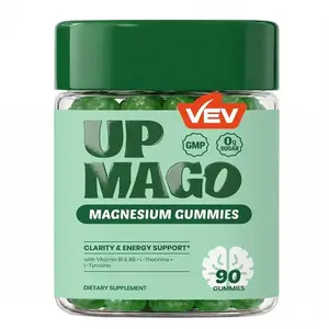 VEV UPMAGO Sugar Free Magnesium Malate Gummy Supplements with L-Theanine, L-Tyrosine, Vitamin B1, B6 - 90ct, 0g Sugar, Vegan  Dietary Chewable Supplements
