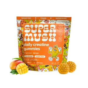 SuperMush Creatine Gummies with Cordyceps - Daily Superfood - Sugar Free Creatine Monohydrate Supplement for Strength, Focus, and Recovery – Vegan Gummy Formula, Mango Flavor