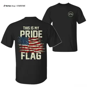 This Is My Pride Flag T-Shirt – Bold Patriotic USA Flag Design with 1776 Emblem, American Pride Wear, Unisex Tops Menswear Classic Cotton Graphic Soft