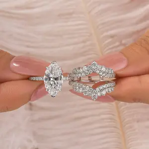 Maxine 2.5ct Insert Marquise Cut 2PC Engagement Ring Set,5A Cubic Zirconia Bridal Ring Set,Women's Ring Jewelry,Wedding Ring Set for Daily,Travel,Proposal,Birthday,Anniversary, Bridal Set