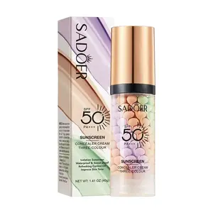3-in-1 Color Correcting Facial Serum Primer with SPF 50 PA+++, Moisturizing Makeup Base, Brightening Primer for Even Skin Tone, Oil Control, Purple Pink Green Color Corrector