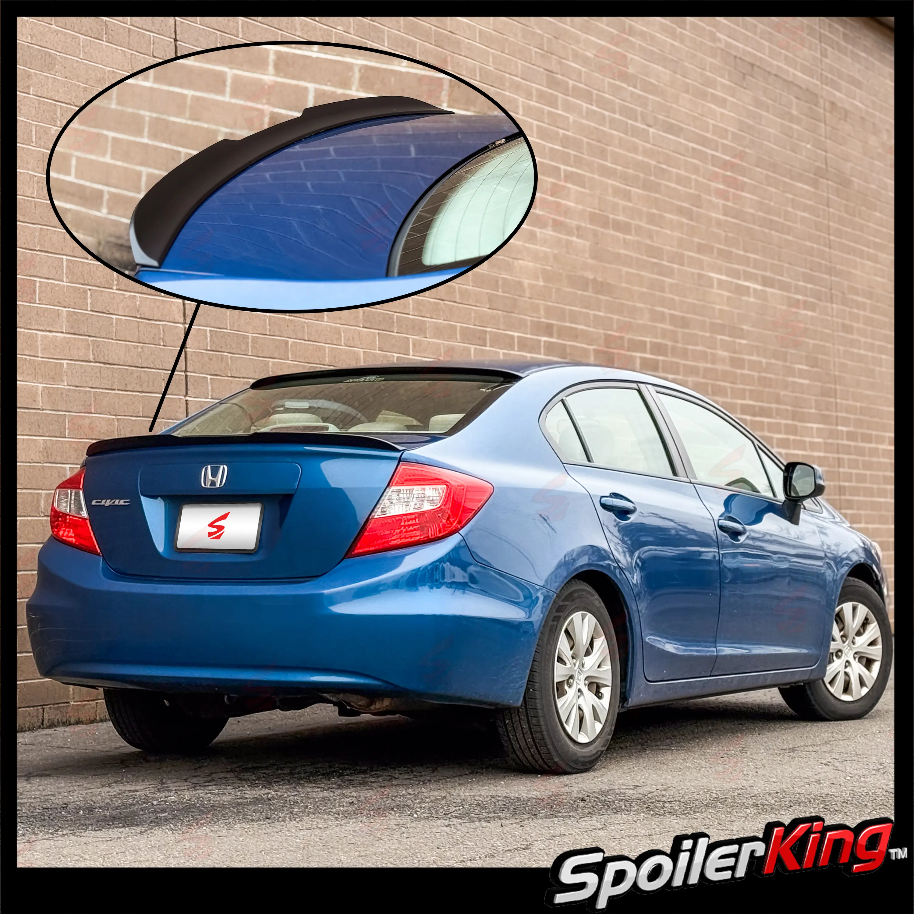 Car Rear Spoiler for Honda Civic 4dr (2012-2015), Auto Accessories, Duckbill Trunk Spoiler with Center Cut (284GC), Accessories for Car, Cars Accessories
