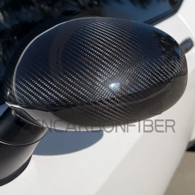 Carbon Fiber Mirror Covers, Overlay Caps with Peel & Stick Installation for 2008+ Dodge Challenger Auto Body Replacement Parts