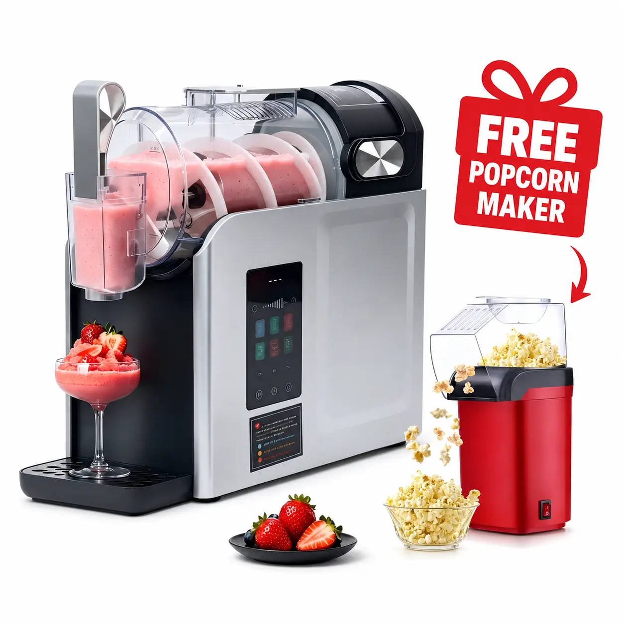 WizAura Slushie Machine - 68 oz Large Capacity, No Pre-Freezing Ice Needed, 6 Preset Modes, 2-in-1 Frozen Drink Maker with Auto-Clean Mode, Digital Temp Display, Dishwasher Safe, Best Party Gift for Margaritas