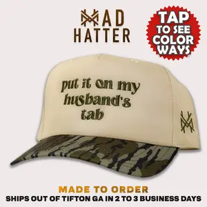 Put it on my Husband's Tab MadHatter's Embroidered Snapback Adjustable (Up To A Size 8 Head) Premium Trucker Hat