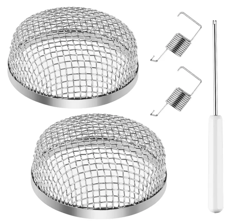 2PCS Premium Stainless Steel RV Furnace Vent Screen - Debris Shield Heater Vent Cover with Installation Tool for RV Owners, Fasteners, Ventilation