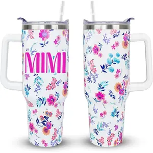 40 oz Stainless Steel Vacuum Insulated Reusable Water Bottle Set – Dual-Tumbler Drinkware with Handygrip, Airtight Lid, Plastic Straw, Portable Gift for Mothers, Grandmas, Insulation