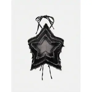 Grunge Punk Vintage Washed Punk Outdoor Adventure Star Patch Denim Jacket