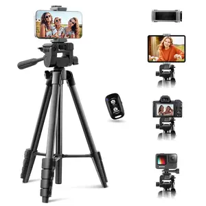 65" Phone&Tablet Tripod,  Cell Phone Tripod for  with  Remote and Phone Holder, Extendable Stand for iPad, Suit for Video Recording/Makeup/Live Streaming