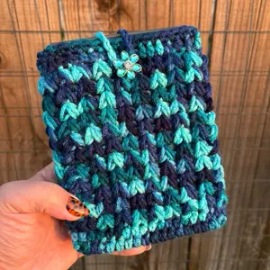 Teal Crochet Kindle Cover / Handmade E Reader Sleeve