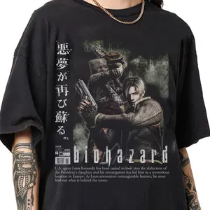 Retro Pirated Style Resident Evil T-shirts From The 1990s, Leon Kennedy T-shirts, Unisex Retro Resident Evil Theme T-shirts meme friendship QR Code F You  Custom Picture Portrait  fleece-lined zip sweater  sunday sweatshirt  comfortable hoodie shoulder