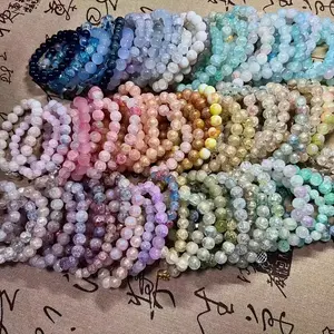 10pcs/20pcs Bohemian Style 10mm Macaron Glass Bead Bracelets for Women - Pastel & Vibrant Colors, Everyday Jewelry, Valentine's Gift, All-Season Wear, Macaron Beads