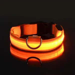 Nylon LED Dog Collar with Night Safety Flashing Glow in the Dark Feature - Luminous Fluorescent Pet Accessories for Enhanced Visibility During Walks Does not apply