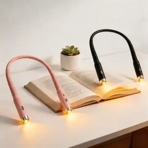 Rechargeable Neck Light, Bendable Reading Light, Warm Orange Light with USB Cord, 3 Brightness Levels For Reading, Repairing, Outdoor Camping