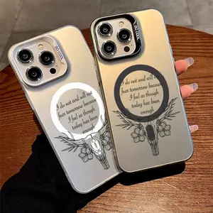 Cow Skull Pattern Magnetic Phone Case for iPhone 17 Pro Max Plus Air 15 16 14 Pro Max 13 12 11 XR XS Plus Shockproof Drop Protection Durable PC Cover Non-Slip Design Full Body Protection