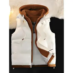 Women's Luxurious Faux Leather Two-Piece Vest Jacket - Sleeveless, Hooded, Zipper Style Autumn Winter Jacket |       Machine washable Coat Womenswear