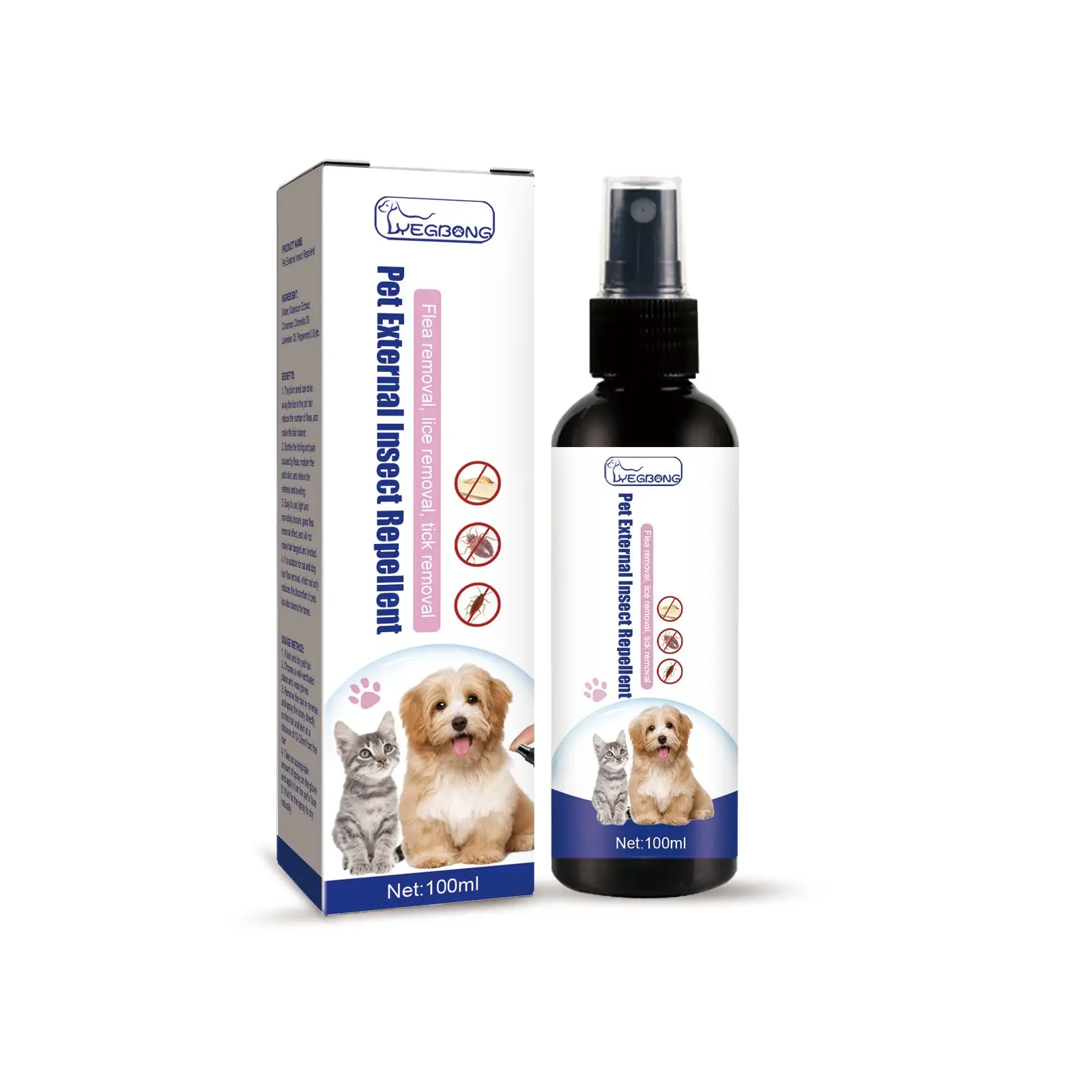 Pet Flea Spray: Skin Cleanser and External Flea and Tick Repellent for Cats and Dogs