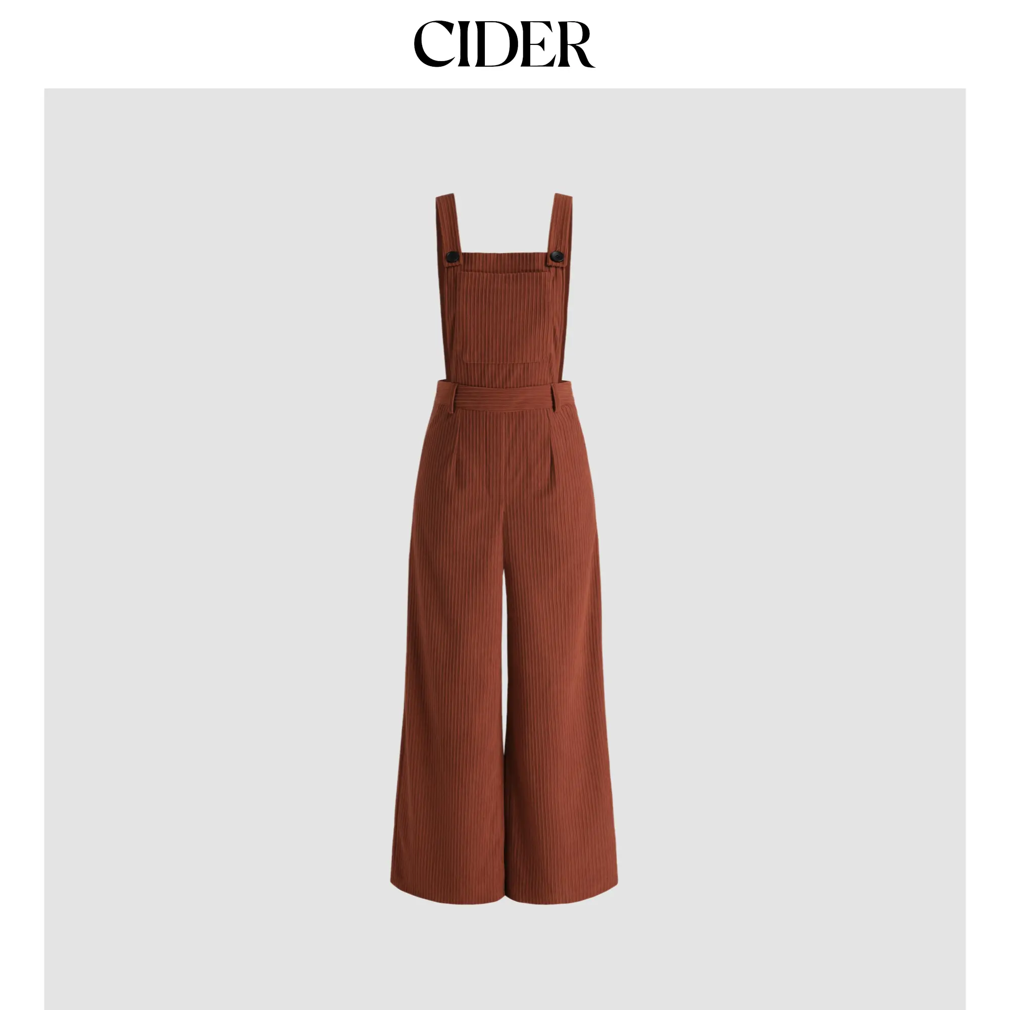 Cider Women's Casual Overalls, Vintage Corduroy Wide Leg with a Square Neck for Everyday Loungewear