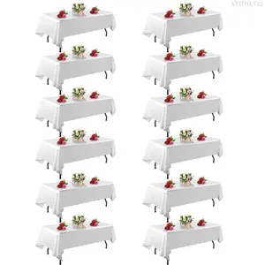 6/10 Pack White 102 x 60 In Tablecloths – Fit 4 - 8 foot Rectangle Tables |     Stain & Wrinkle Resistant |     Washable Polyester Table Covers for Wedding, Party, Dining, Tablecover, Decoration, Ornaments, DecorXXSTYOUT12